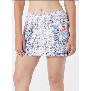 Lucky in Love Tennis Skort Womens L Blue White Snake Print Pleated Skirt Golf